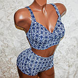 Розмір 54. Стильний, яскравий жіночий синій купальник, роздільний, м'яка чашка, без кісточок., фото 6