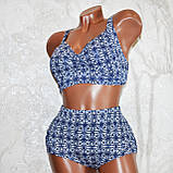 Розмір 54. Стильний, яскравий жіночий синій купальник, роздільний, м'яка чашка, без кісточок., фото 8