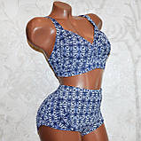 Розмір 54. Стильний, яскравий жіночий синій купальник, роздільний, м'яка чашка, без кісточок., фото 5