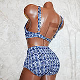 Розмір 54. Стильний, яскравий жіночий синій купальник, роздільний, м'яка чашка, без кісточок., фото 7
