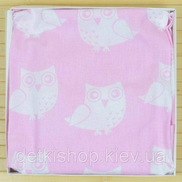 Простирадло дитяче на гумці 60х120 (Omali, рожеве із совами), фото 1