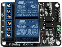 Модуль 2 реле 5В (220В 10А) с опторазвязкой