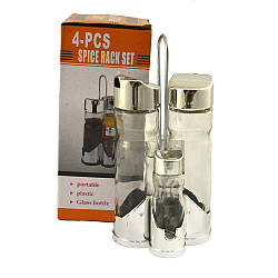 Набор для специй Helios перец - соль - уксус на пластиковой подставке (6082) HD