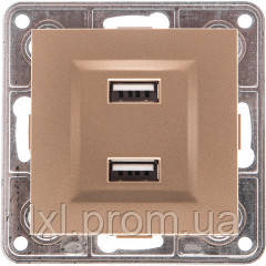 Розетка USB подвійна. 2*1A, 5V, DC бронзовий TESLA