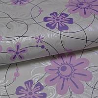 Шпалери для стін паперові світлі з фіолетовими квітами 0,53*10м