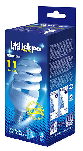 Лампа компактная люминесцентная ИСКРА КЛЛ Spiral 11W 4000К Е14 (ID ...