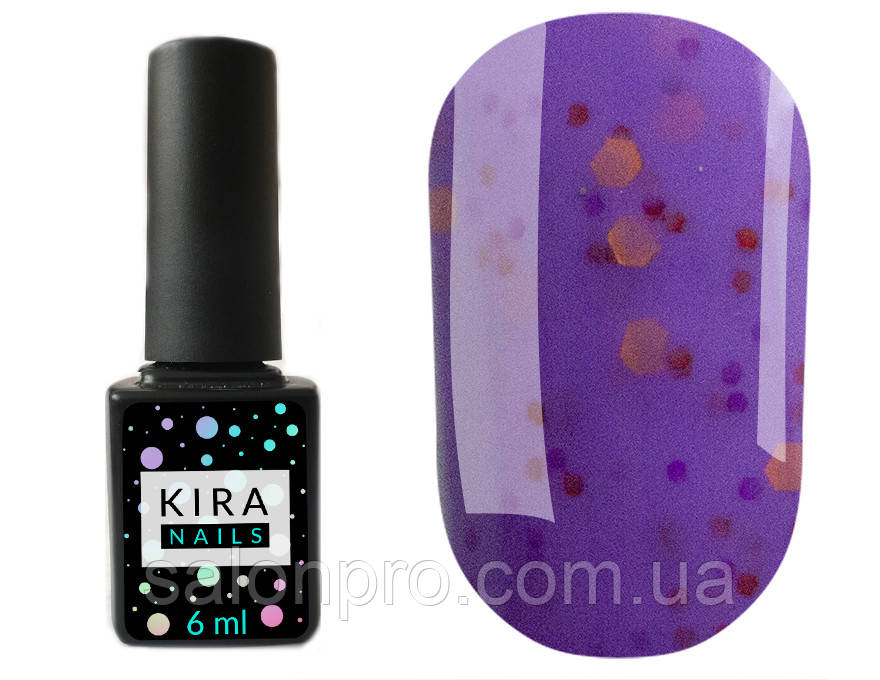 Гель-лак Kira Nails Yoghurt Boom! №012 (чорничне морозиво з неоновими блискітками, йогурт), 6 мл