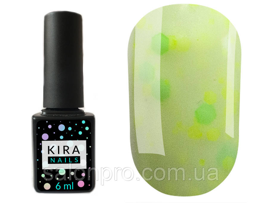 Гель-лак Kira Nails Yoghurt Boom! №005 (лимонна карамель з неоновими блискітками, йогурт), 6 мл