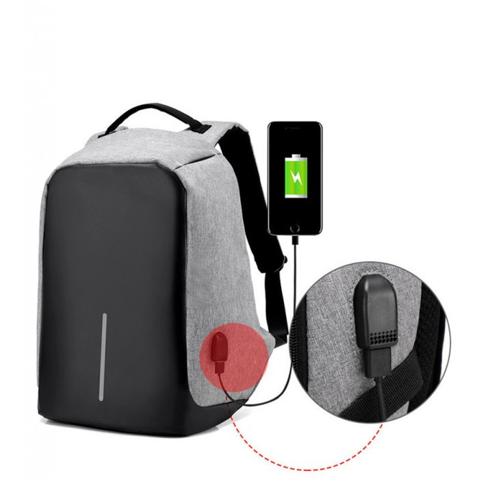 Рюкзак городской качественный антивор Bobby с USB, цвет черный + светло-серый - фото 2 - id-p1012655721