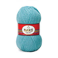 Пряжа Nako Nakolen 2837 азур (нитки для вязания Нако Наколен) полушерсть 49% шерсть, 51% акрил