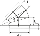 Отвод 45 градусов оцинкованный 140 ВК, фото 2