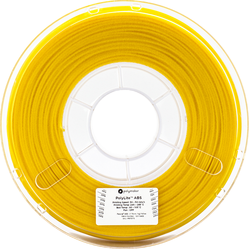 Пластик в котушці ABS PolyLite 1,75 мм, Polymaker, 1кг жовтий