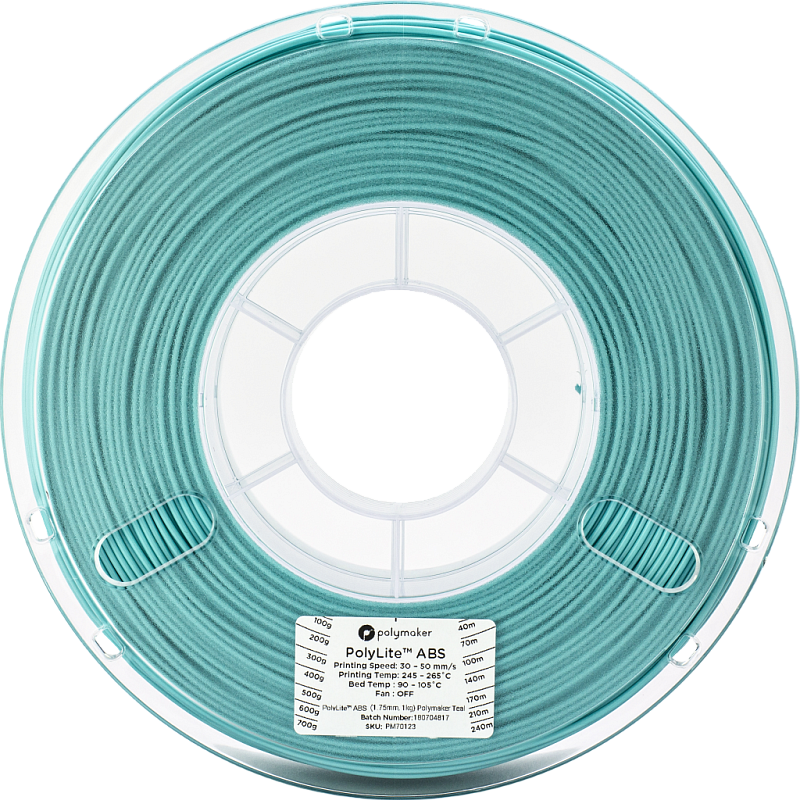 Пластик в котушці ABS PolyLite 1,75 мм, Polymaker, 1кг голубий