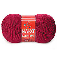 Пряжа Nako Nakolen 3630 бордо (нитки для вязания Нако Наколен) полушерсть 49% шерсть, 51% акрил