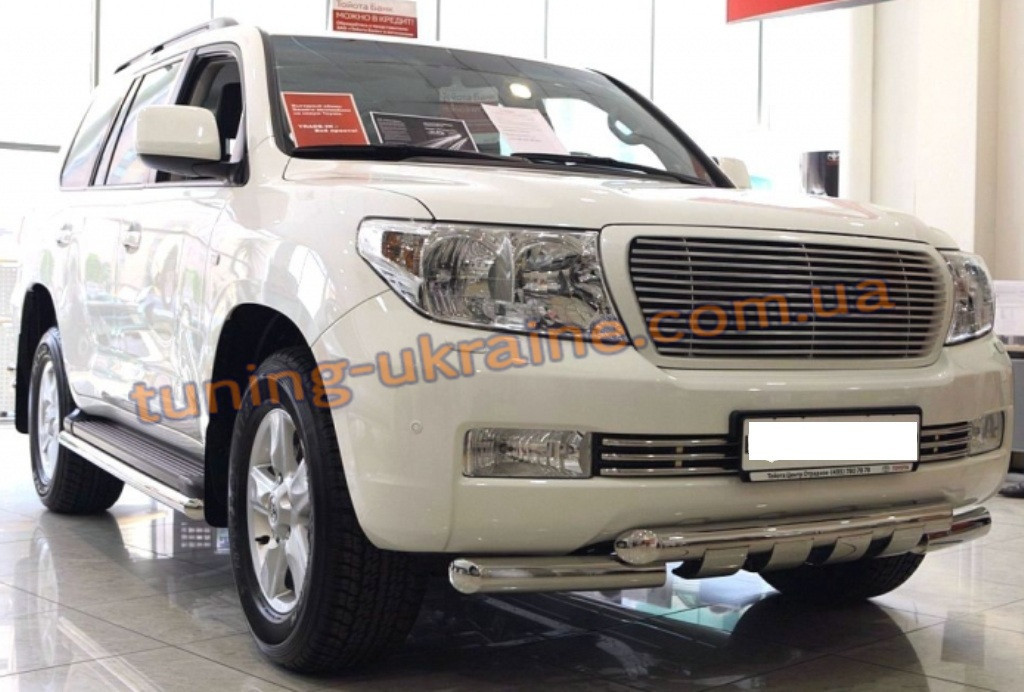 Захист переднього бампера Вус з іклами D76 на Toyota Land Cruiser 200 2007-2012