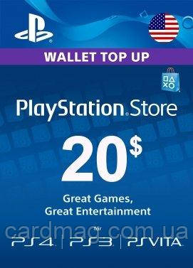 Подарункова карта Playstation Network поповнення гаманця на суму 20 usd, US-регіон, фото 1