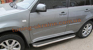 Бічні пороги труба c листом (нержавіючому) D60 на Mitsubishi ASX 2010