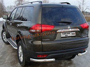 Захист заднього бампера куточки одинарні D60 на Mitsubishi Pagero Sport 2008+