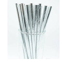 Коктейльні трубочки паперові (одноколірні металік/перламутр) Срібло