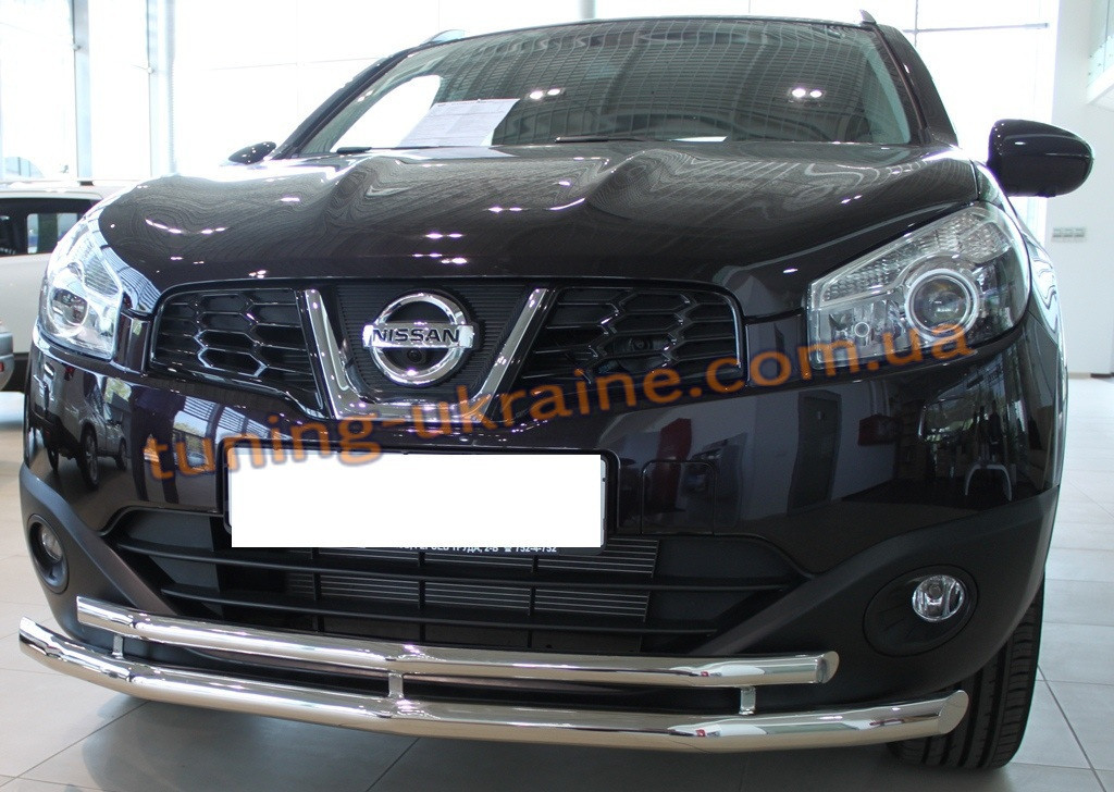 Захист переднього бампера труба подвійна D60-42 на Nissan Qashkai 2015+