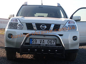 Захист переднього бампера кенгурятник низький з написом D60 на Nissan X-Trail 2001-2007