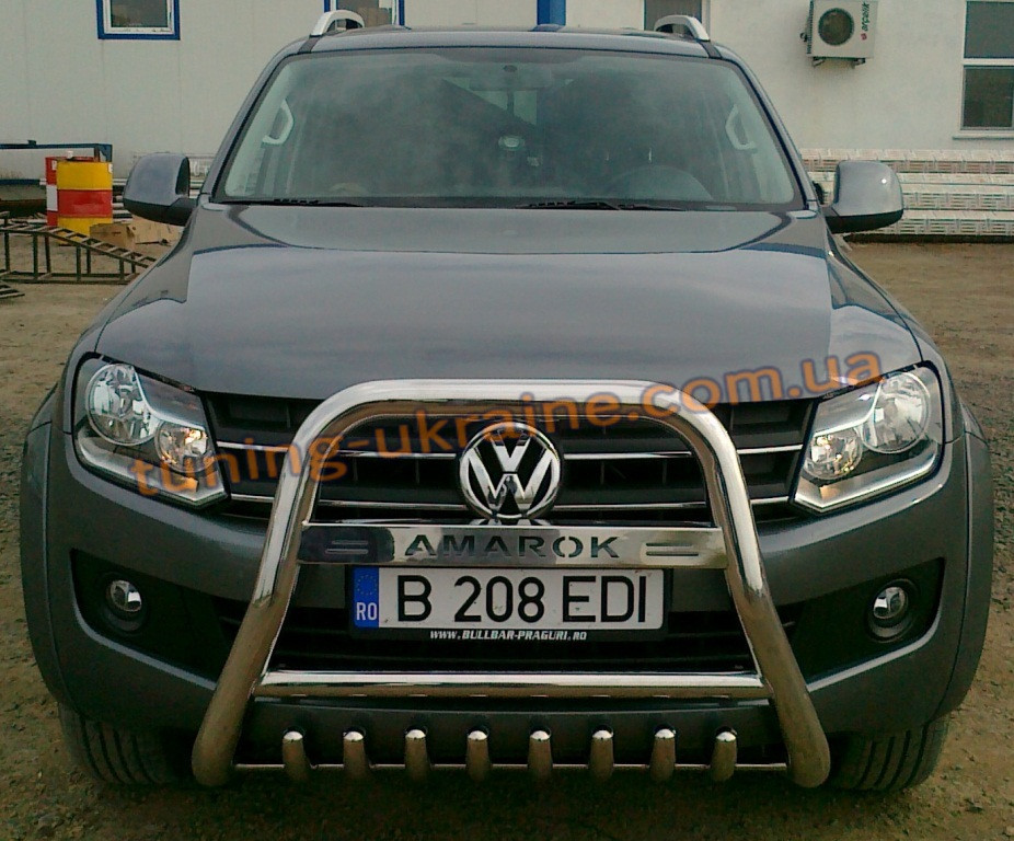 Захист переднього бампера кенгурятник високий з написом (нерж.) D60 на Volkswagen Amarok 2010