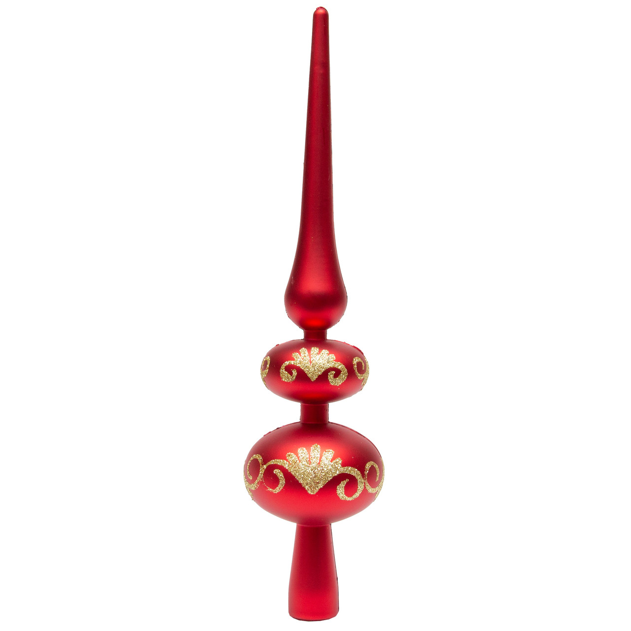 Ялинкова прикраса - верхівка на ялинку з візерунком, h-30 см, червоний, матовий, пластик (030231-3), фото 1