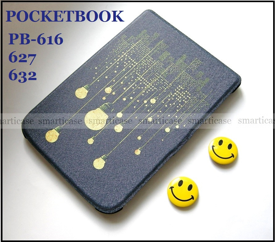 Синій чохол обкладинка з малюнком для Pocketbook 616, 627, 632 покетбук