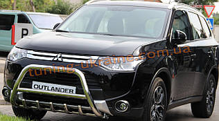 Захист переднього бампера кенгурятник з нержавійки на Mitsubishi Outlander 2014