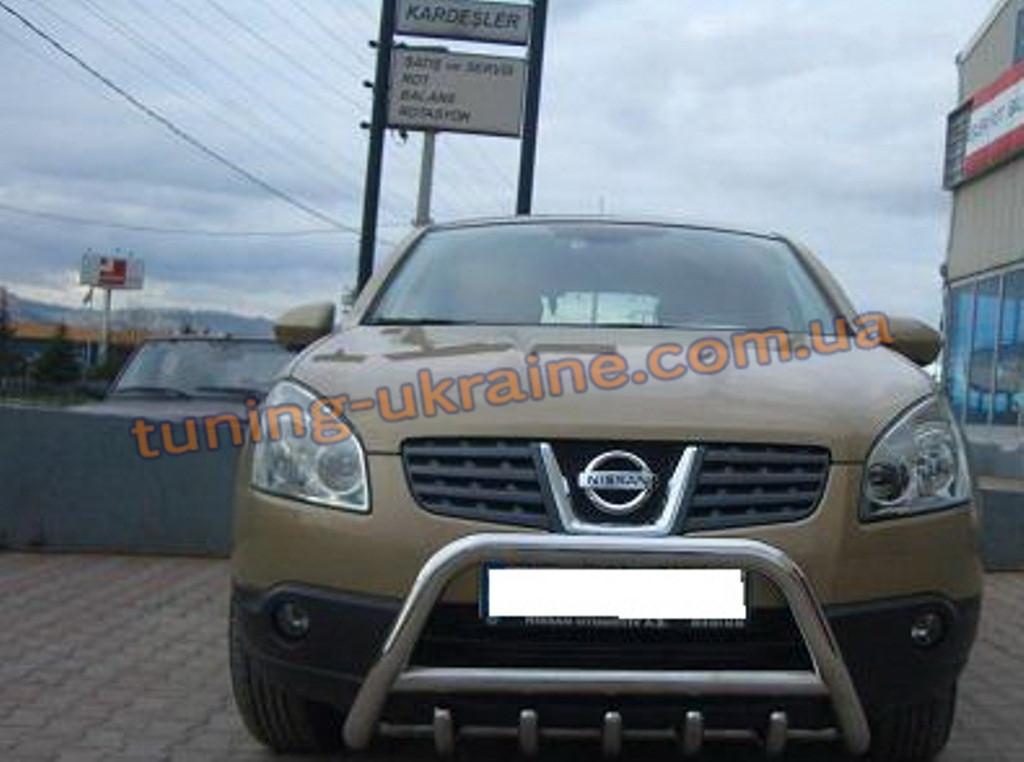 Захист переднього бампера кенгурятник з нержавійки на Nissan Qashqai 2006-2011