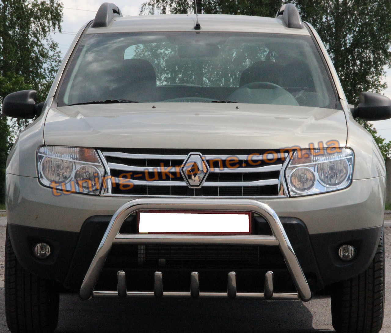 Захист переднього бампера кенгурятник з нержавійки на Renault Duster 2010-2015