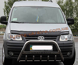 Захист переднього бампера кенгурятник з написом з нержавійки на Volkswagen Caddy 2004-2010