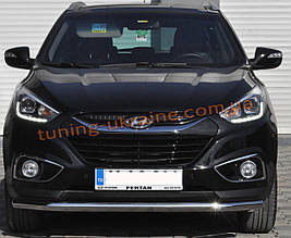 Захист переднього бампера труба одинарна з нержавійки на Hyundai ix35 2010-2013