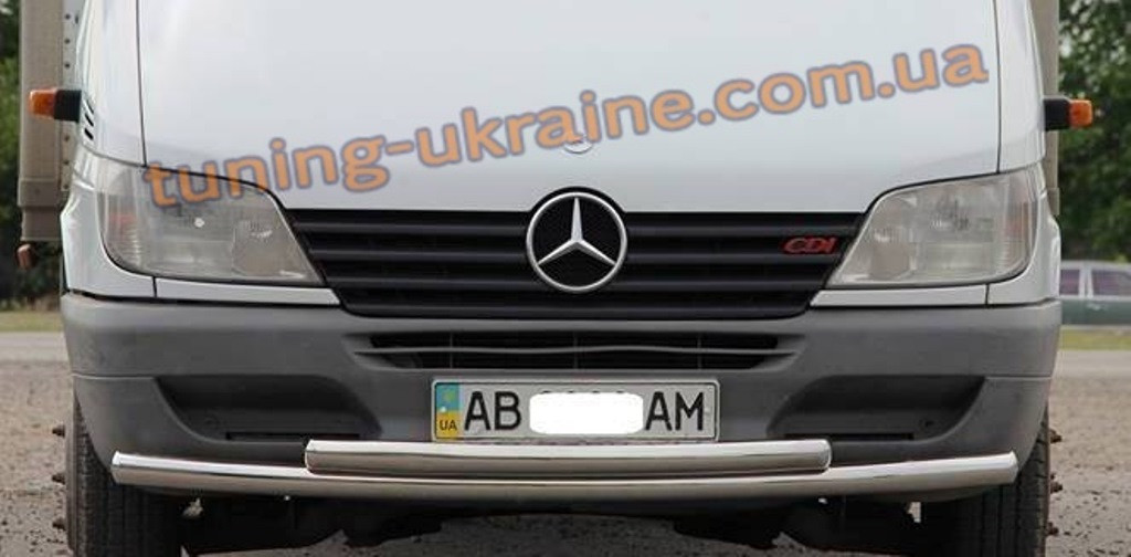 Захист переднього бампера труба подвійна з нержавійки на Volkswagen Amarok 2010