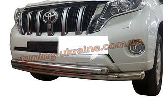 Захист переднього бампера труба подвійна з нержавійки на Toyota LC Prado 150 2013