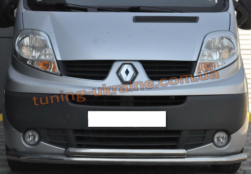 Захист переднього бампера труба подвійна з нержавійки на Renault Trafic 2001-2014