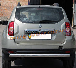 Захист заднього бампера труба одинарна з нержавійки на Dacia Duster 2010