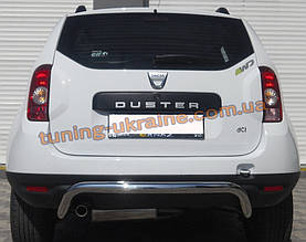 Захист заднього бампера труба V-подібна з нержавійки на Dacia Duster 2010