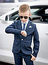 Дитячий шкільний костюм синій піджак і штани шкільна форма для хлопчика розмір:116,122,128,134,140,146,152, фото 3
