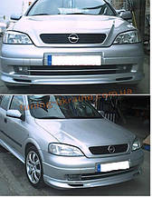 Юбка на передний бампер под покраску на Opel Astra G 1998-2005 sd/hb