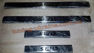 Хром накладки на пороги напис гравіюванням для Daewoo Sens хетчбек 2002