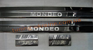 Хром накладки на пороги напис гравіюванням для Ford Mondeo 2008-2013