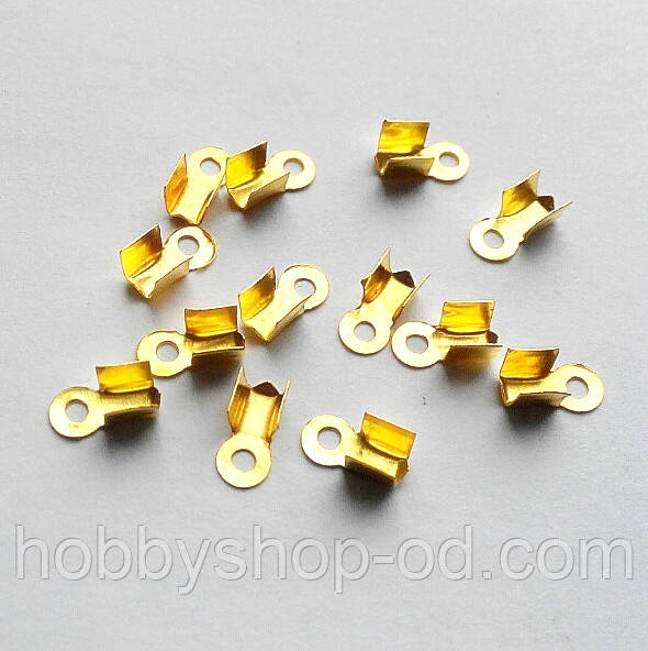 Затискач для стрічок 0,8*0,5 см золото (5 000 шт.), фото 1