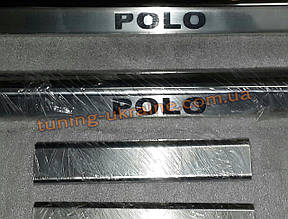 Хром накладки на пороги без напису для Volkswagen Polo 4 2000-2009