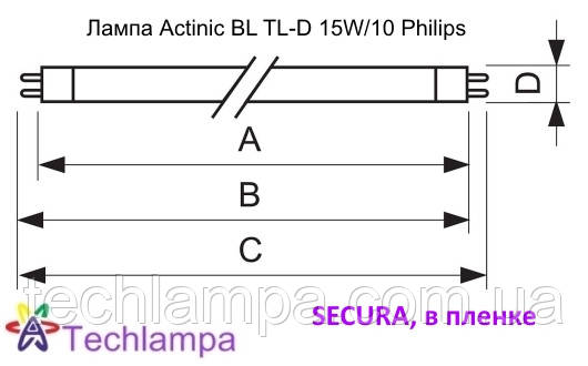 Лампа Actinic Secura BL TL-D 15W/10 Philips