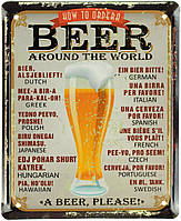 Металлическая табличка / постер "Как Заказать Пиво (Пиво, Пожалуйста!) / How To Order A Beer (A Beer,