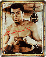 Металлическая табличка / постер "Мохаммед Али (Автограф) / Muhammad Ali" 18x22см (ms-001043)