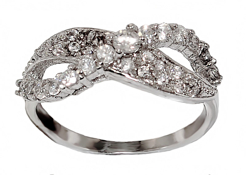 Каблучка Neoglory. Родій. Камені: білий циркон. Є: 17р 18р 19р