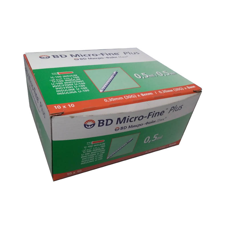 Шприц для інсуліну bd micro fine plus 0,50 мл (30G) x 8 мм, 100 шт.