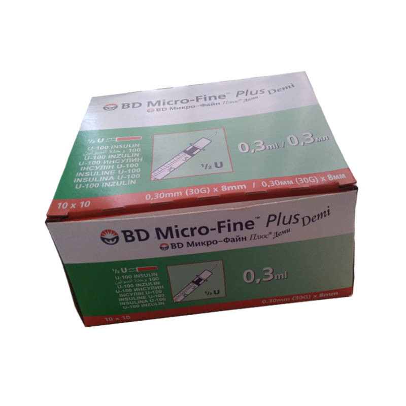 Інсуліновий шприц bd micro fine plus demi 0,30 мл (30G) x8 мм, 100 шт.